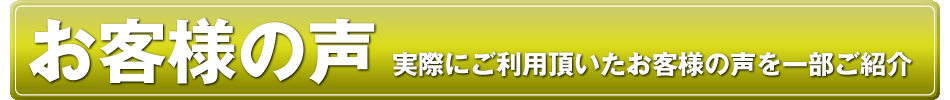 お客様の声：実際にご利用頂いたお客様の声を一部ご紹介
